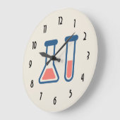 Grande Horloge Ronde Beaker & Test Tube Science Themed (Angle)