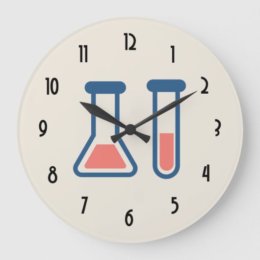 Grande Horloge Ronde Beaker & Test Tube Science Themed (Recto)