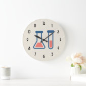Grande Horloge Ronde Beaker & Test Tube Science Themed (Maison)