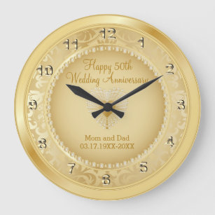 Grande Horloge Ronde Beau 50ème anniversaire de Mariage d'or