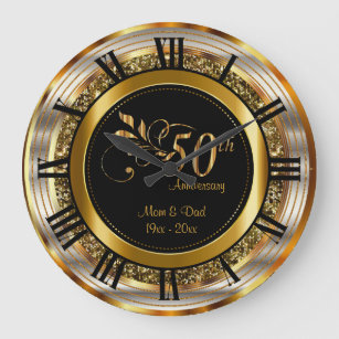 Grande Horloge Ronde Beau 50ème Anniversaire d'or