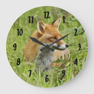 Grande Horloge Ronde Beau Fox rouge/renarde