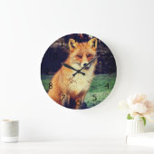 Grande Horloge Ronde Beau Renard Rouge (Maison)
