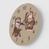 Grande Horloge Ronde Beau singes animés (Angle)