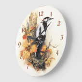 Grande Horloge Ronde Beauté des oiseaux d'automne (Angle)