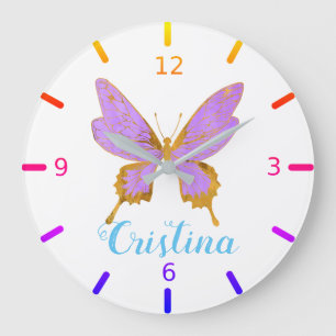 Grande Horloge Ronde Beautiful Butterfly