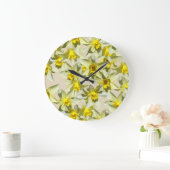 Grande Horloge Ronde Beautiful Daffodils Flowers Wall Clock (Maison)