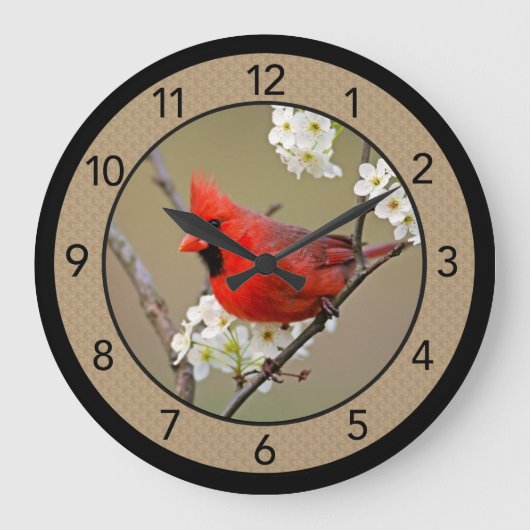 Grande Horloge Ronde Beautiful Male Cardinal Large Clock (Recto)