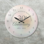 Grande Horloge Ronde Beautiful Pearl 30th Anniversary<br><div class="desc">Featuring a beautiful pearl,  this chic 30th wedding anniversary clock can can be personalised with your special pearl anniversary information on a pearl background. Designed by Thisisnotme</div>