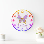 Grande Horloge Ronde Beautiful Purple & Gold Butterfly (Maison)