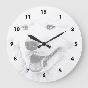 Grande Horloge Ronde Beautiful Samoyed dog art