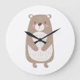 Grande Horloge Ronde Bebe Bear Watercolor
