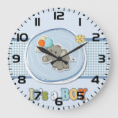 Grande Horloge Ronde Bébé Eléphant mignon Faire-part (Recto)