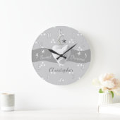 Grande Horloge Ronde Bébé étoiles et lune avec un nom (Maison)