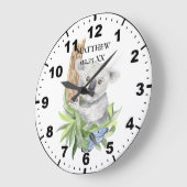 Grande Horloge Ronde Bébé Koala pour chambre de garçon (Angle)