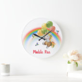 Grande Horloge Ronde Bébé licorne avec Balloon Rainbow Name (Maison)