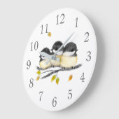 Grande Horloge Ronde Bébé mignon oiseau 3 poulets sur la branche de l'a (Angle)