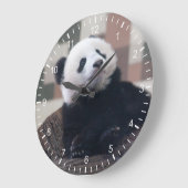 Grande Horloge Ronde Bébé panda géant mignon (Angle)