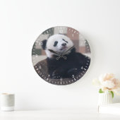 Grande Horloge Ronde Bébé panda géant mignon (Maison)