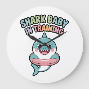 Grande Horloge Ronde Bébé requin en formation Enfants