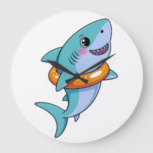 Grande Horloge Ronde Bébé Requin Mignon Avec Flotteur Enfants
