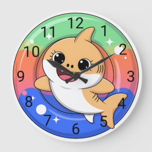 Grande Horloge Ronde Bébé Requin Mignon Avec Flotteur Enfants