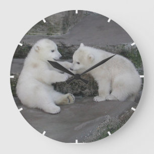 Grande Horloge Ronde Bébés d'ours polaires