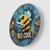 Grande Horloge Ronde Bee Cool Funny Bee  (Angle)