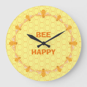 Grande Horloge Ronde Bee Happy honeycomb