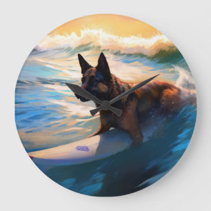 Grande Horloge Ronde Belge Shepherd Beach Surf Peinture