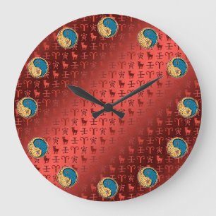 Grande Horloge Ronde Bélier & Tigre d'eau