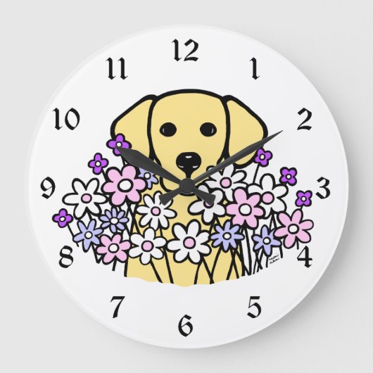 Grande Horloge Ronde Belle Âme Jaune Labrador Illustration 2 (Recto)