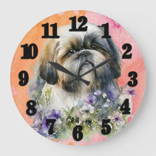 Grande Horloge Ronde Belle aquarelle Chih tzu Chien