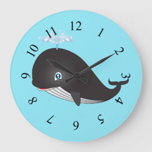 Grande Horloge Ronde Belle baleine caricaturale