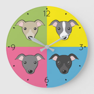 Grande Horloge Ronde Belle caricature italienne greyhounds pop art colo