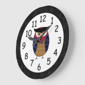 Grande Horloge Ronde Belle Chouette Rustique (Angle)
