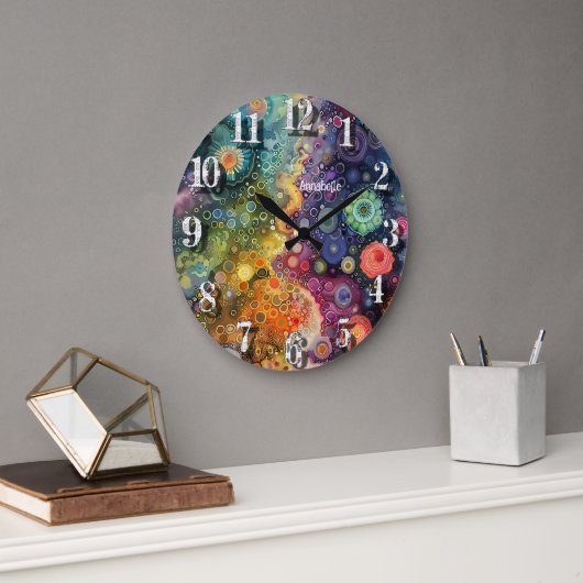 Grande Horloge Ronde Belle couleur Whimsical Retour à l'école (Bureau)