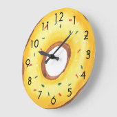 Grande Horloge Ronde Belle Donut jaune (Angle)