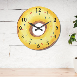 Grande Horloge Ronde Belle Donut jaune