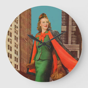 Grande Horloge Ronde belle fille uptown des années 1940