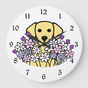 Grande Horloge Ronde Belle illustration 2 de Labrador de jaune d'âme