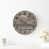 Grande Horloge Ronde Belle impression bois authentique (Maison)