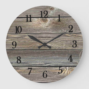 Grande Horloge Ronde Belle impression en bois authentique