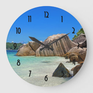 Grande Horloge Ronde Belle Mer Tropicale Côte Rocheuse