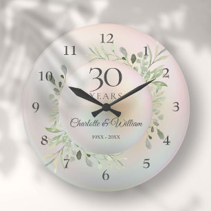 Grande Horloge Ronde Belle Perle 30e anniversaire de verdure