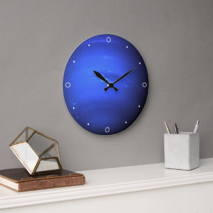 Grande Horloge Ronde Belle Planète Bleue Neptune Solar Space Pisces