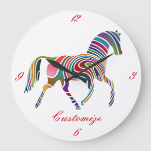 Grande Horloge Ronde Belle Rainbow Color Horse Thunder_Cove