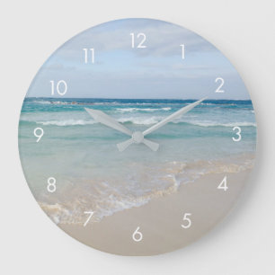 Grande Horloge Ronde Belle Serene Tropical Beach and Ocean Clock