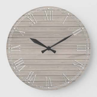 Grande Horloge Ronde Belle texture en bois rustique