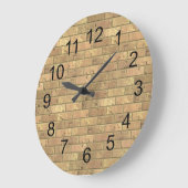 Grande Horloge Ronde Belle texture rustique de mur de briques (Angle)